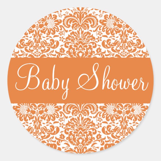 Sello de Pegatina de sobre Damask de Baby Shower (Anverso)