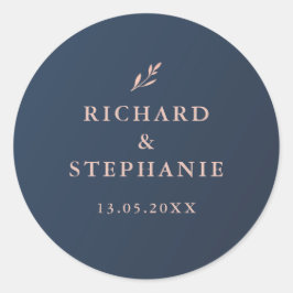 Sello de Pegatina de Sobre de Foliaje Rosa y Azul 