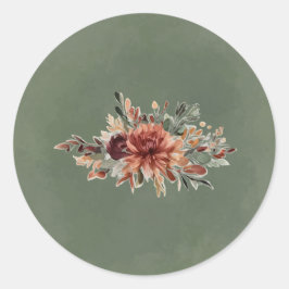 Sello de pegatina de sobre floral de otoño tempera