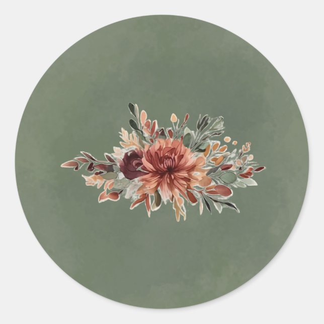 Sello de pegatina de sobre floral de otoño tempera (Anverso)