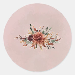 Sello de pegatina de sobre floral de otoño tempera