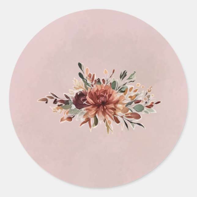 Sello de pegatina de sobre floral de otoño tempera (Anverso)