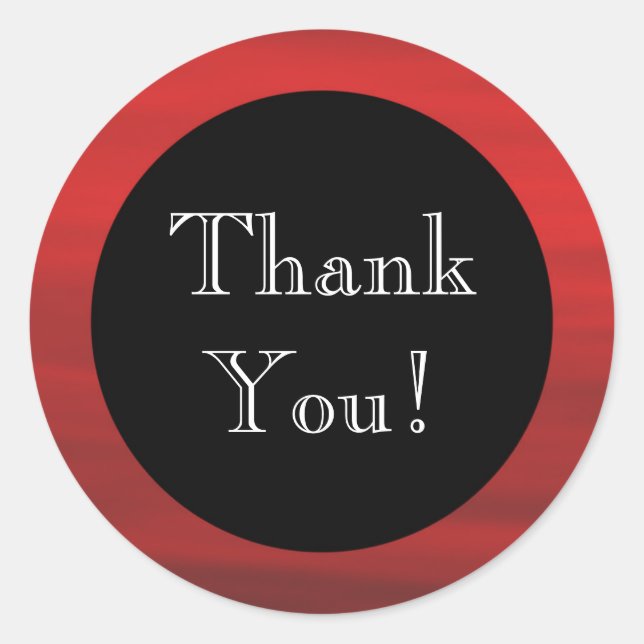 Sello de pegatina de sobre "¡Gracias!" rojo y negr (Anverso)