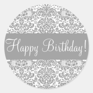Sello de Pegatina de sobres de Damask Feliz Cumple