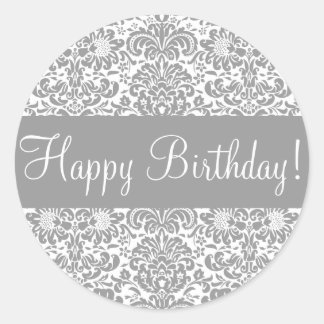 Sello de Pegatina de sobres de Damask Feliz Cumple