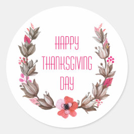 Sello de Pegatina Feliz de Acción de Gracias simpl