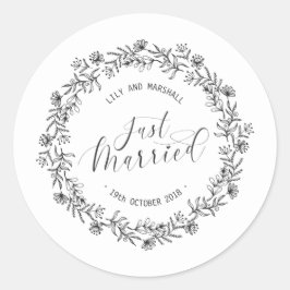 Sello de pegatina floral personalizado recién casa