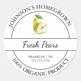 Sello de Peras Orgánicas Frescas del Jardín de la 