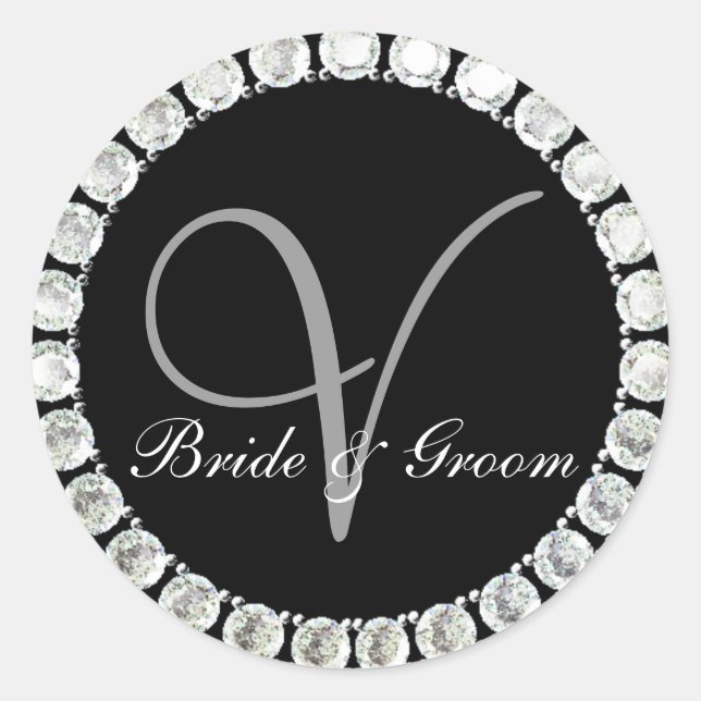 Sello de personalizable del monograma V del diaman (Anverso)