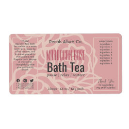 Sello de producto elegante de baño con flores rosa