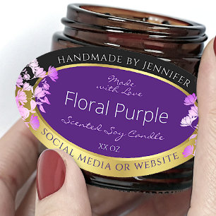 Sello de producto floral elegante oro negro y mora