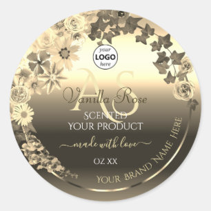 Sello de producto floral Gold de lujo Monograma Añ