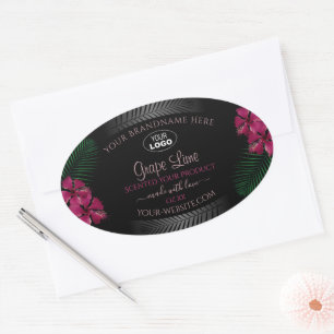Sello de producto negro logotipo de flores rojas h