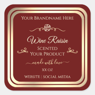 Sello de producto rojo profundo marco de oro y Ros