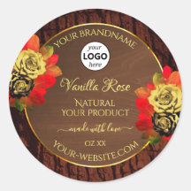 Sello de producto Rosas florecientes Logotipo de m