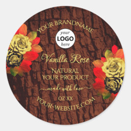 Sello de producto Rosas florecientes Logotipo de m