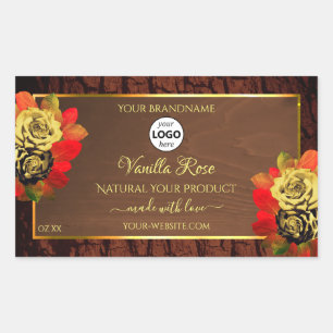 Sello de producto Rosas florecientes Logotipo de m
