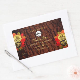 Sello de producto Rosas florecientes Logotipo de m