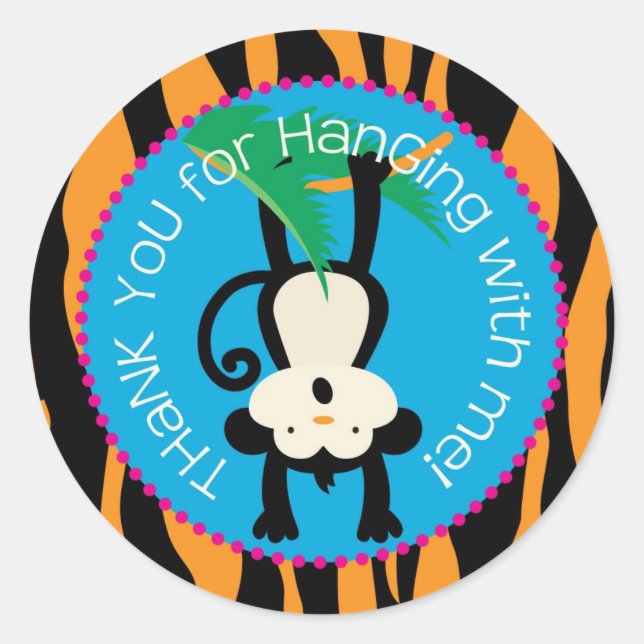 Sello de regalo de cumpleaños de mono de selva sal (Anverso)