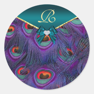 Sello de regalo del Boda de Peacock verde azulado