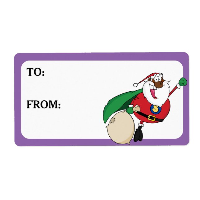 Sello de regalo impreso de superhéroe negro de San (Frente)