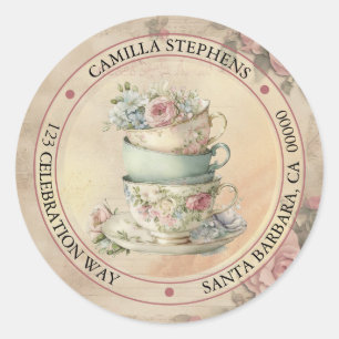 Sello de sobre con dirección de devolución de taza
