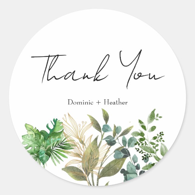 Sello de sobre con hoja botánica elegante (Anverso)