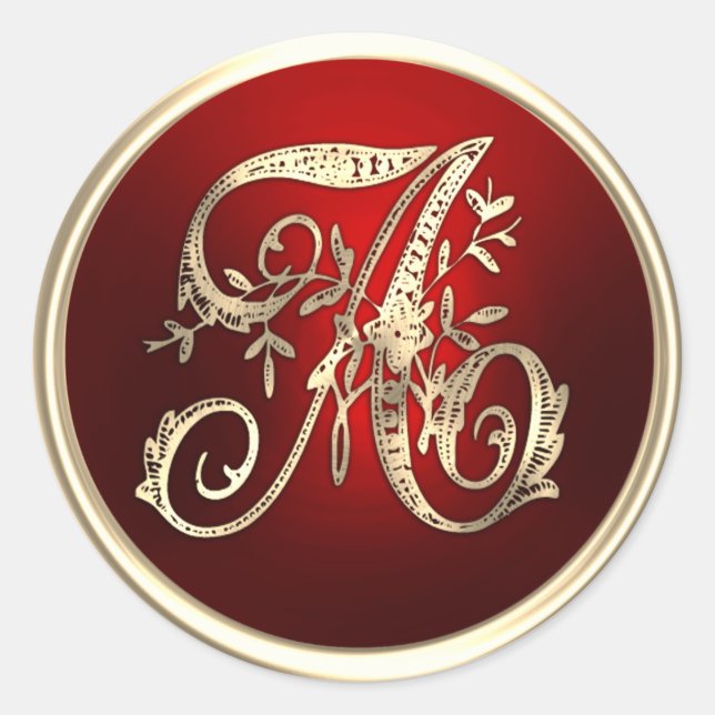 Sello de sobre con monograma A dorado y rojo (Anverso)