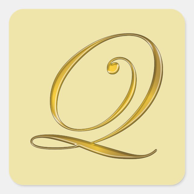 Sello de Sobre con Monograma Q en Oro Sticker (Anverso)