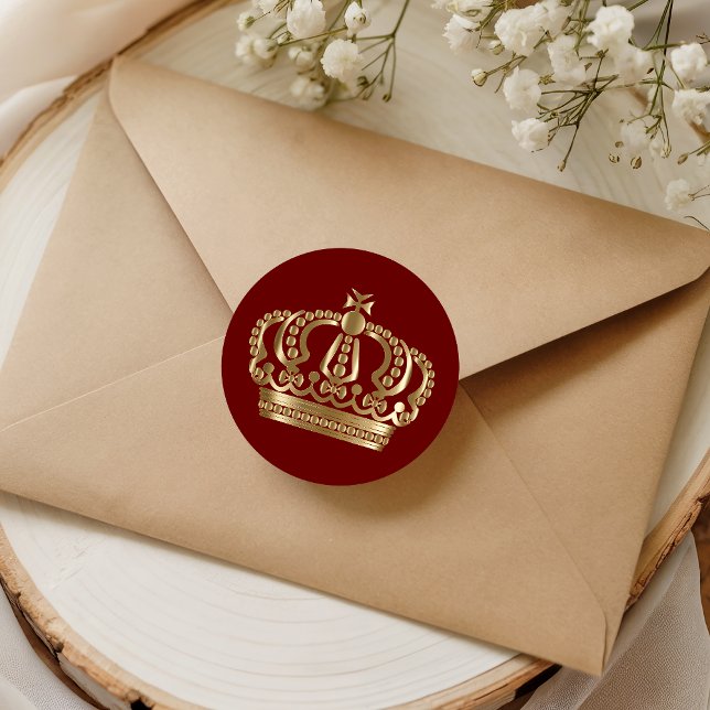 Sello de Sobre Corona Ornata de Oro Rojo Elegante (Subido por el creador)