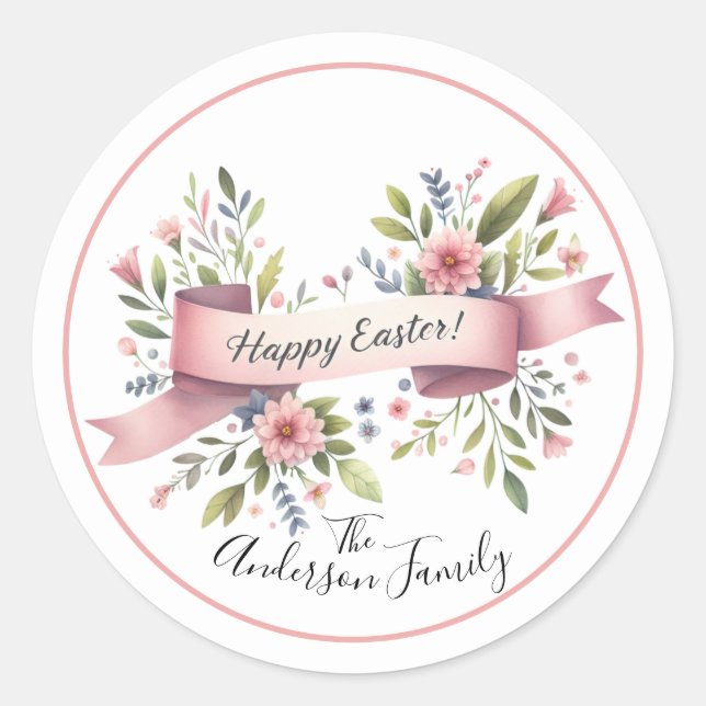 Sello de Sobre de Acuarela Floral de Pascua (Anverso)