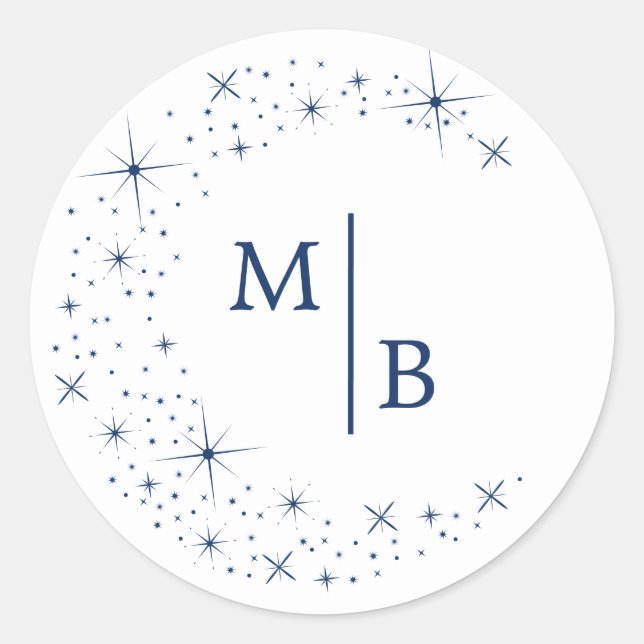 Sello de Sobre de Boda Blanco Luna Elegante Celest (Anverso)