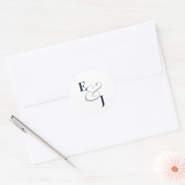 Sello de Sobre de Boda con Ampersand Azul Marino (Sobre)