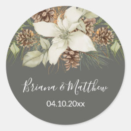 Sello de sobre de boda con letra elegante gris inv