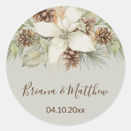 Sello de sobre de boda elegante en beige invierno