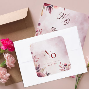 Sello de Sobre de Boda Monograma Floral Romántico