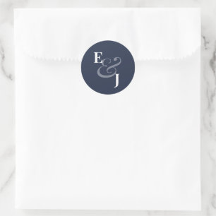 Sello de Sobre de Boda Navy Invertido   Ampersand