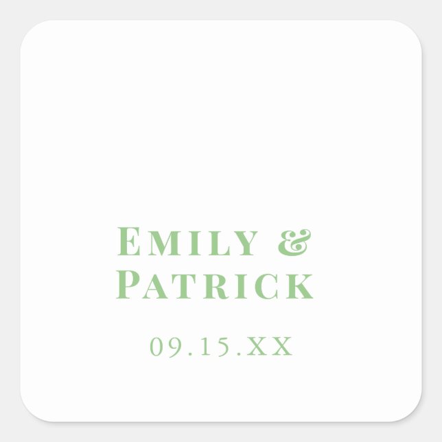 Sello de Sobre de Boda Verde Sage Moderno Simple (Anverso)