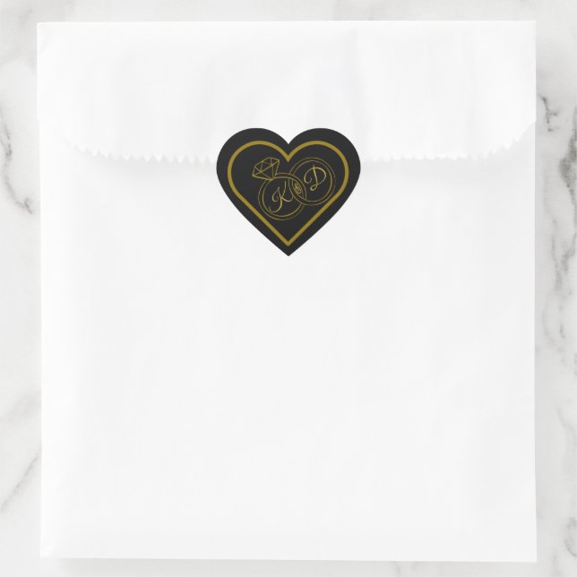 Sello de sobre de compromiso de oro negro editable (Bolso)