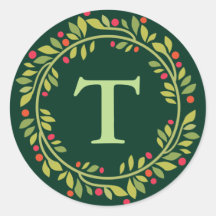 Sello de Sobre de Corona de Navidad Verde