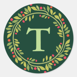 Sello de Sobre de Corona de Navidad Verde