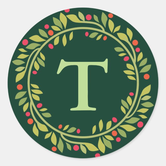 Sello de Sobre de Corona de Navidad Verde (Anverso)
