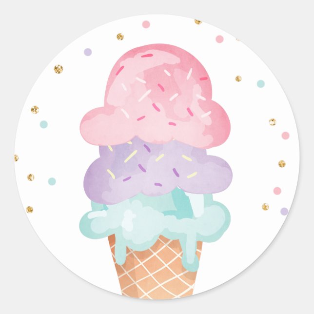 Sello de Sobre de Cumpleaños de Helado Sticker de  (Anverso)