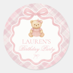 Sello de Sobre de Cumpleaños del Oso con Lazo Coqu