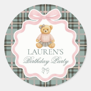 Sello de Sobre de Cumpleaños del Oso con Lazo Coqu