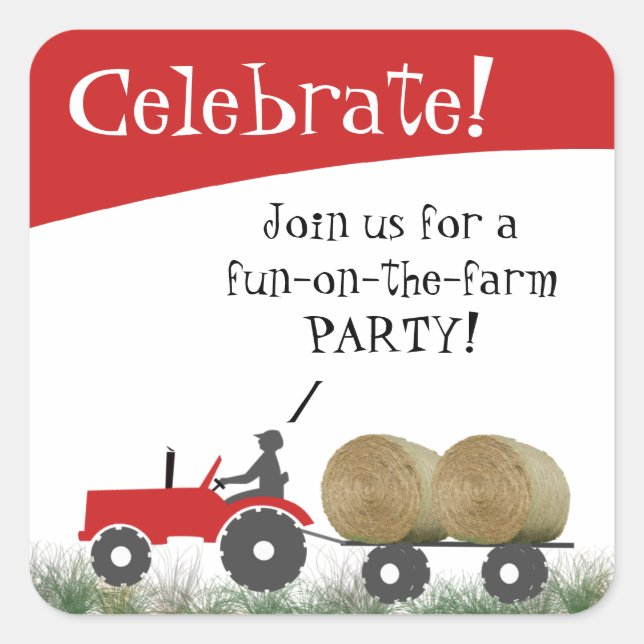Sello de Sobre de Fiesta del Tractor Rojo (Anverso)