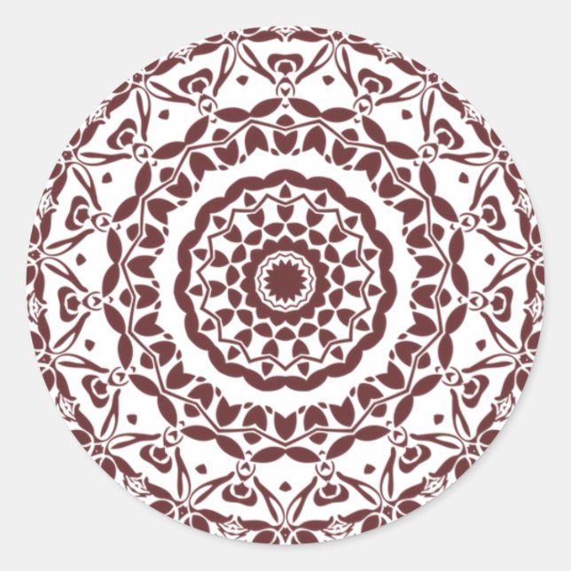 Sello de sobre de mandala de henna borgoña elegant (Anverso)