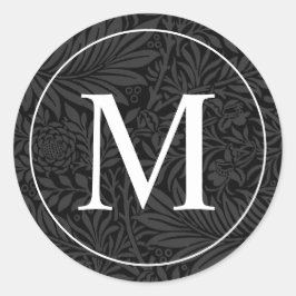 Sello de Sobre de Monograma Blanco Floral Negro El