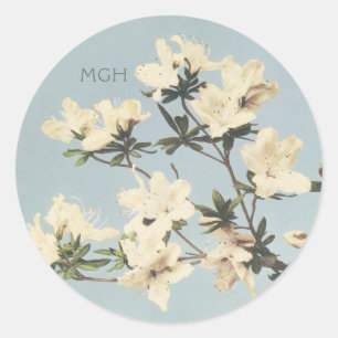 Sello de sobre de monograma floral de azalea crema