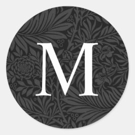 Sello de Sobre de Monograma Floral Negro Simple